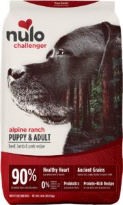 Nulo Challenger Alpine Ranch Adult Dog Food Packaging.