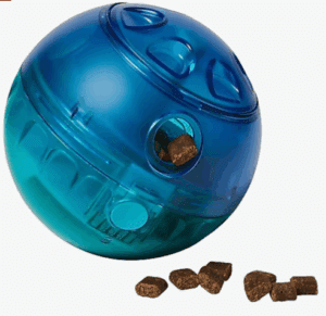 Frisco slow feeding ball is a toy and treat dispenser in one.