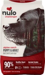 Nulo Challenger Alpine Ranch Adult Dog Food Packaging.